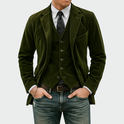 Henck | 2-delige set: Blazer en Gilet van Fluweel
