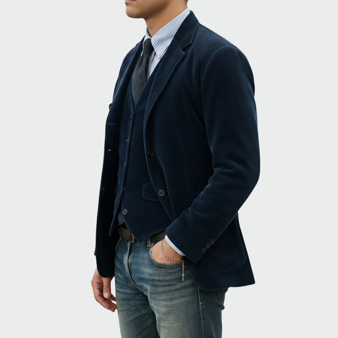 Henck | 2-delige set: Blazer en Gilet van Fluweel
